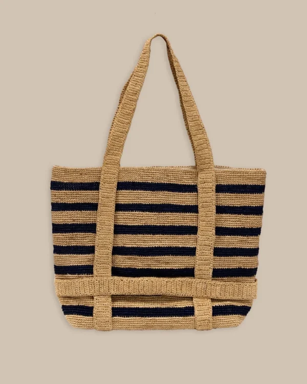 Southern Tide Striped Straw Hat Carrier Beach Tote< Bags