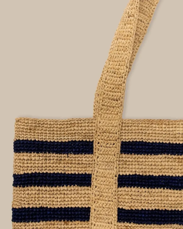 Southern Tide Striped Straw Hat Carrier Beach Tote< Bags