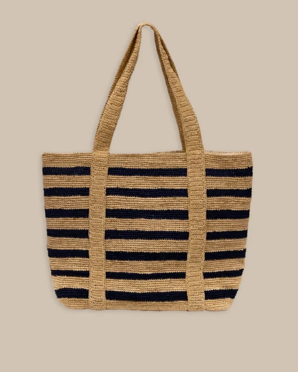 Southern Tide Striped Straw Hat Carrier Beach Tote< Bags