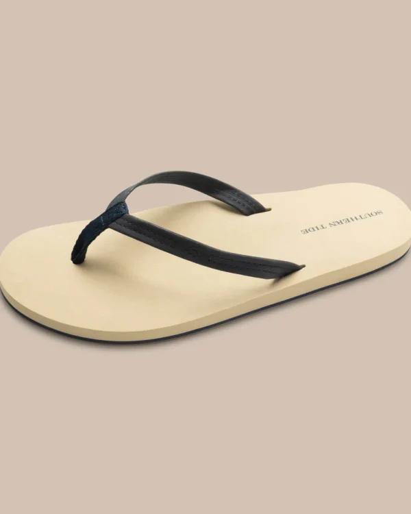 Southern Tide Women'S Navy Leather Weekend Flipjacks< Sandals And Flipjacks®